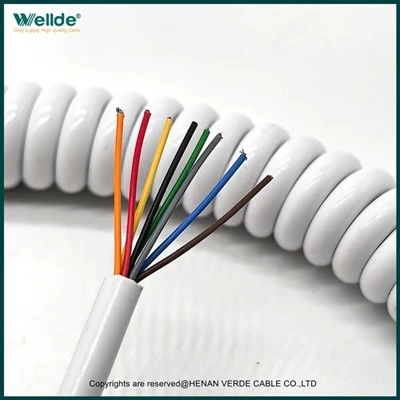 8 kjerne 1 mm hvit spiralkabel